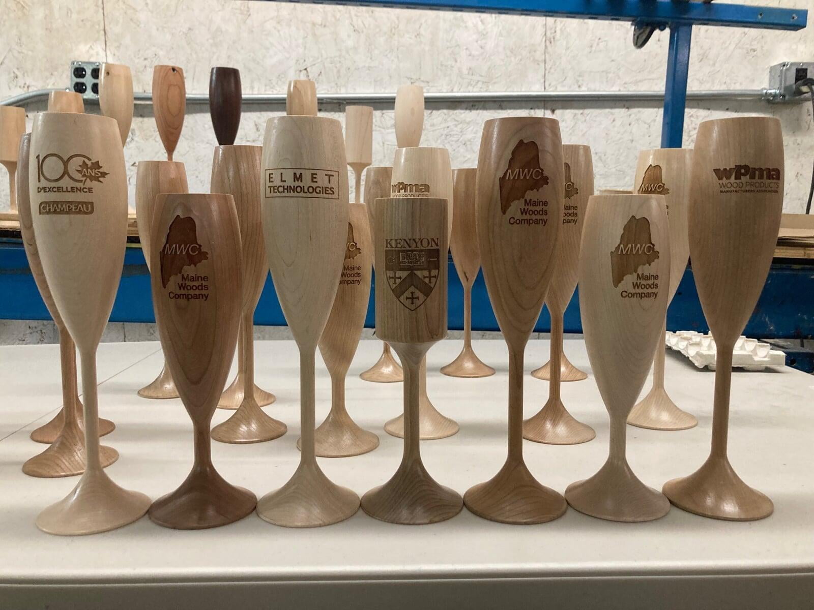 Custom Laser Engraving -- Customer Wood Wine Cups